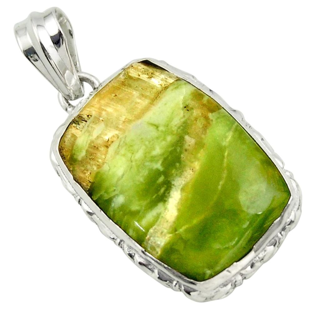 22.59cts natural green pietersite (african) 925 sterling silver pendant r32203