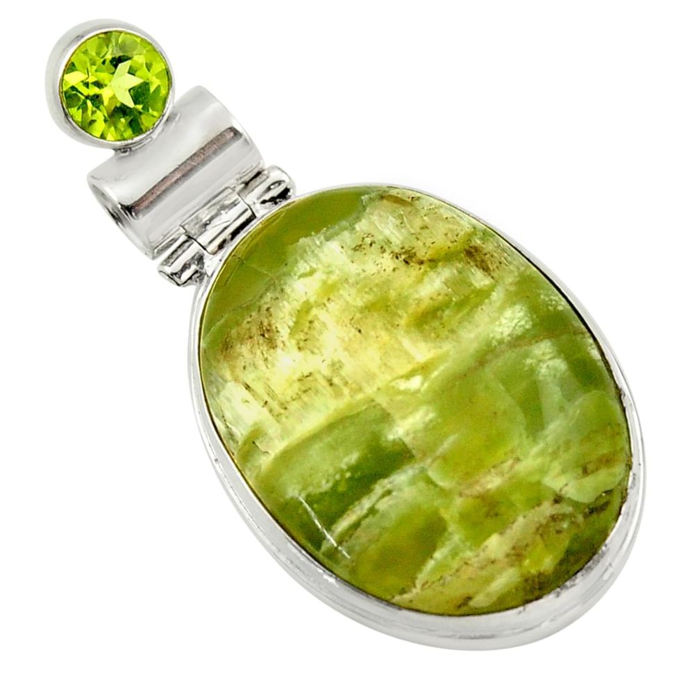 24.00cts natural green pietersite (african) peridot 925 silver pendant r32201
