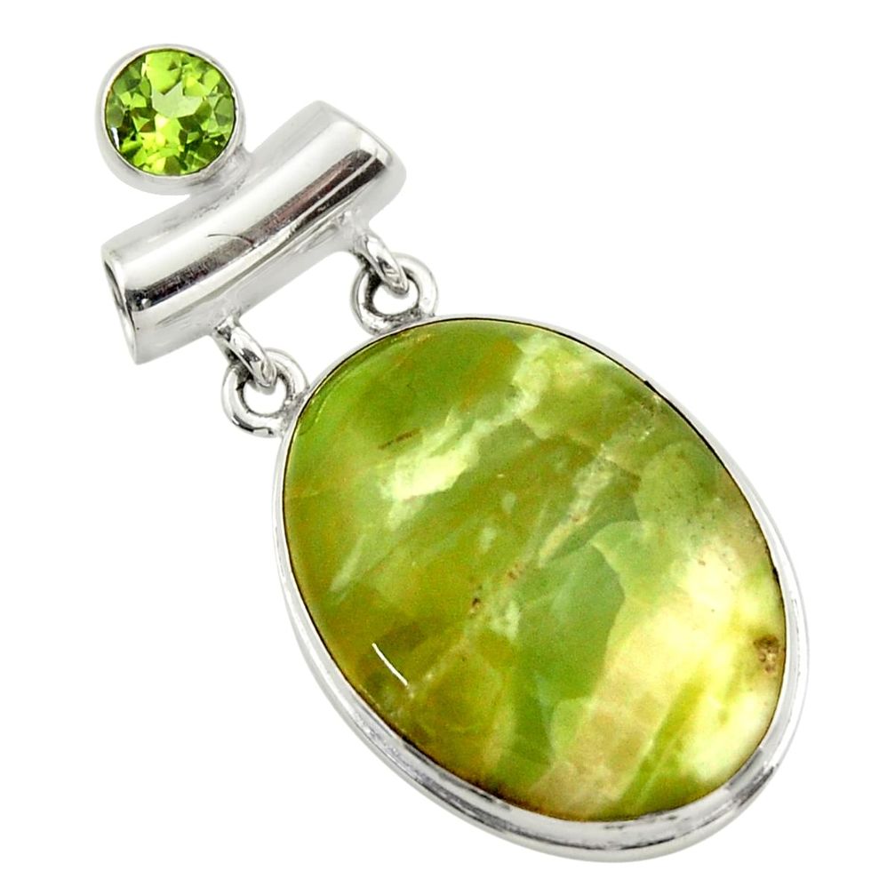 22.59cts natural green pietersite (african) peridot 925 silver pendant r32202