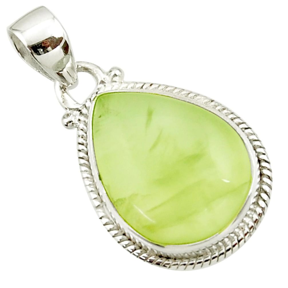 17.38cts natural green prehnite 925 sterling silver pendant jewelry d44788