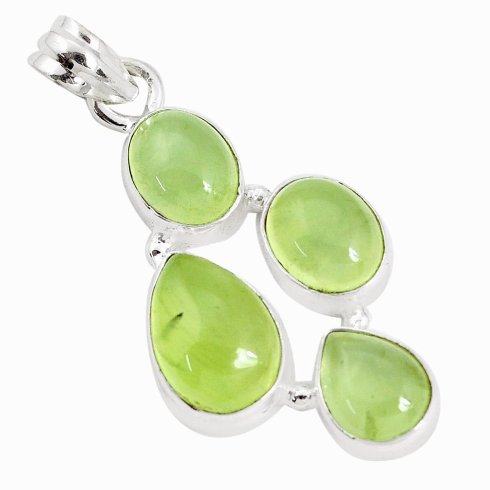 15.76cts natural green prehnite 925 sterling silver pendant jewelry p34022