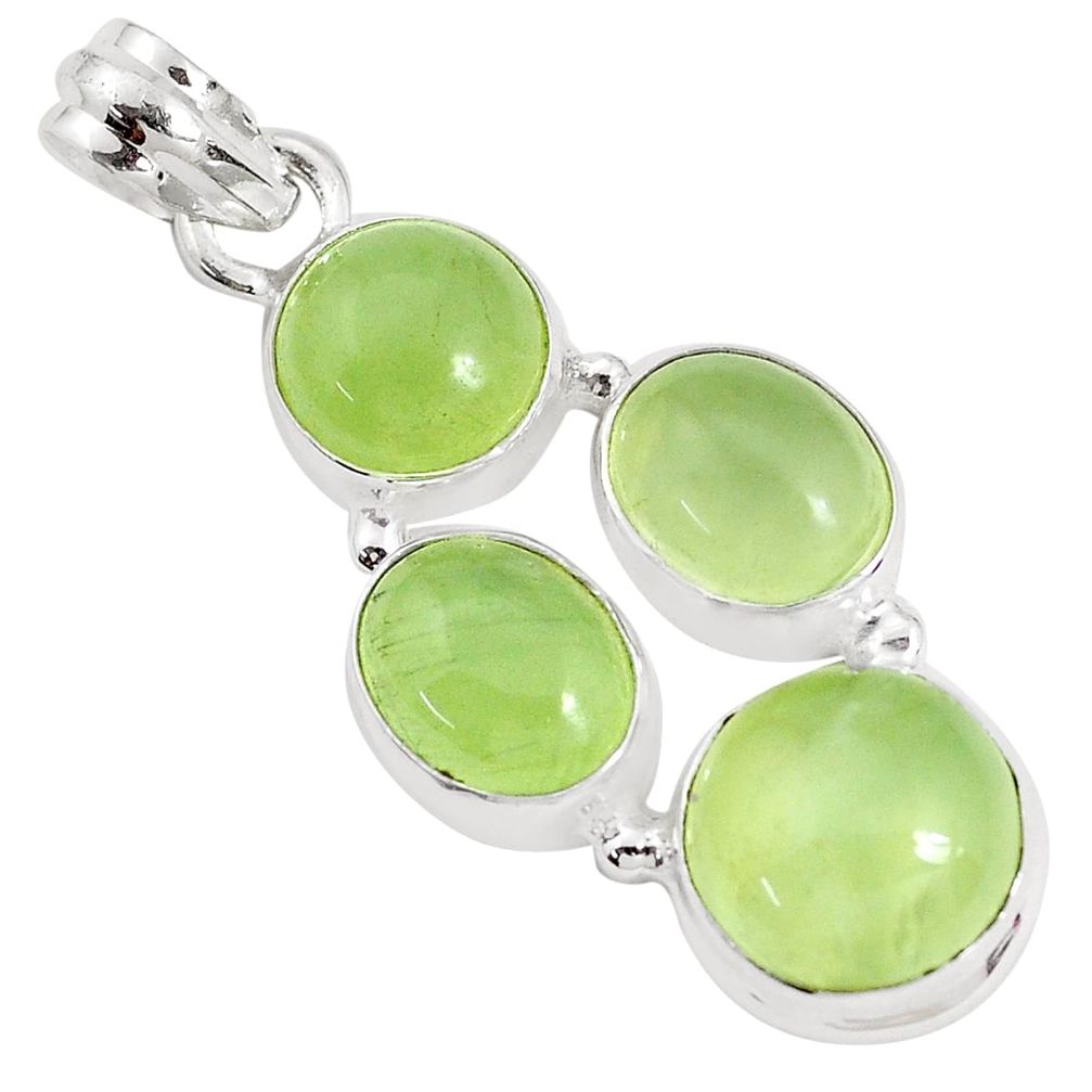 16.92cts natural green prehnite 925 sterling silver pendant jewelry p34025