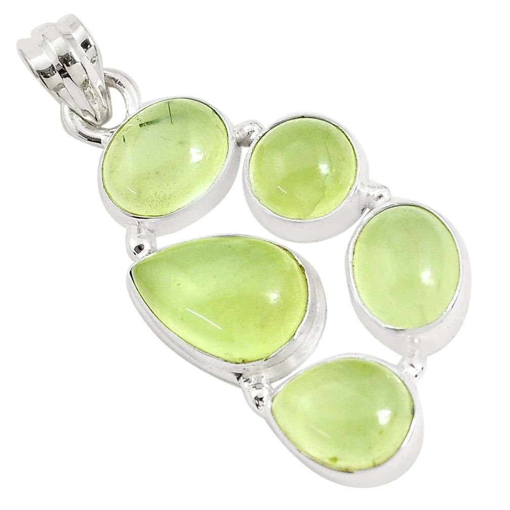 19.40cts natural green prehnite 925 sterling silver pendant jewelry p34031