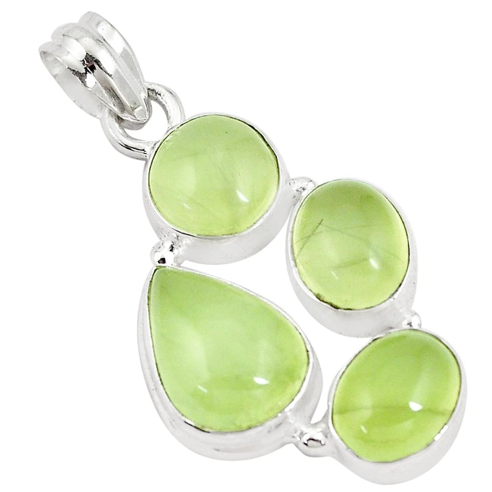 19.27cts natural green prehnite 925 sterling silver pendant jewelry p9363