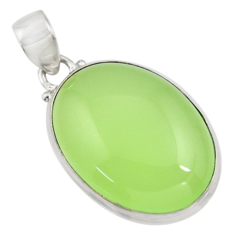 21.18cts natural green prehnite 925 sterling silver pendant jewelry r45903