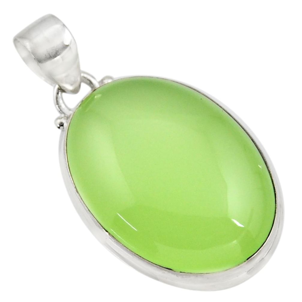 19.65cts natural green prehnite 925 sterling silver pendant jewelry r45981