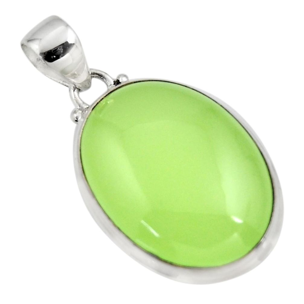 21.94cts natural green prehnite 925 sterling silver pendant jewelry r45992