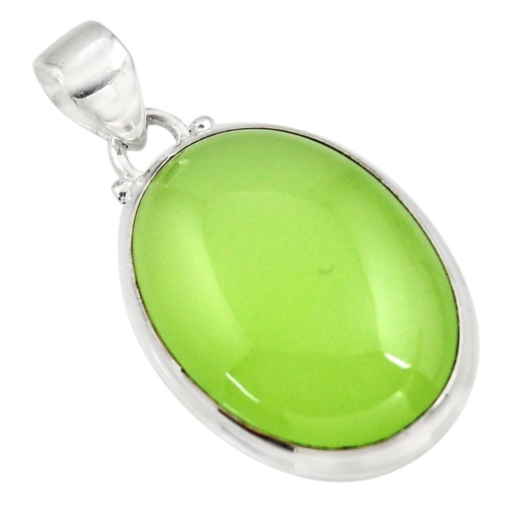 21.50cts natural green prehnite 925 sterling silver pendant jewelry r45993