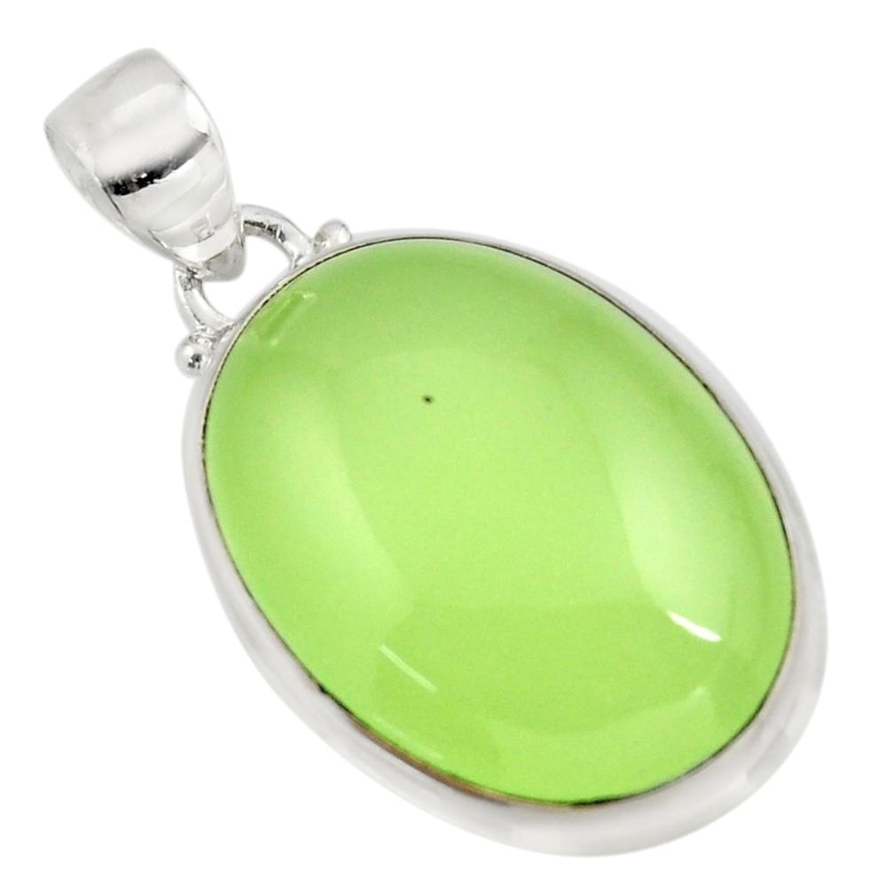 21.81cts natural green prehnite 925 sterling silver pendant jewelry r45996