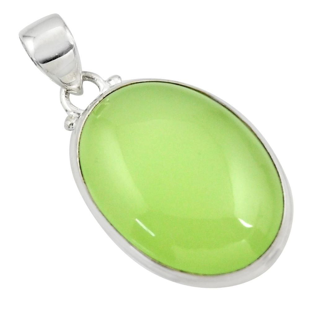 19.90cts natural green prehnite 925 sterling silver pendant jewelry r45998