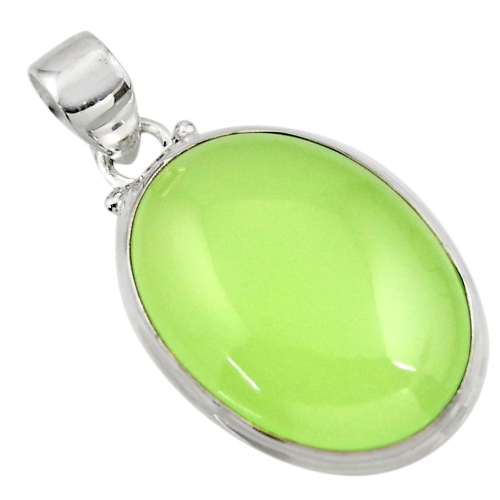 20.18cts natural green prehnite 925 sterling silver pendant jewelry r45999