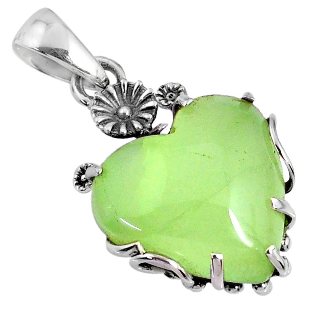 15.26cts natural green prehnite 925 sterling silver pendant jewelry r67582