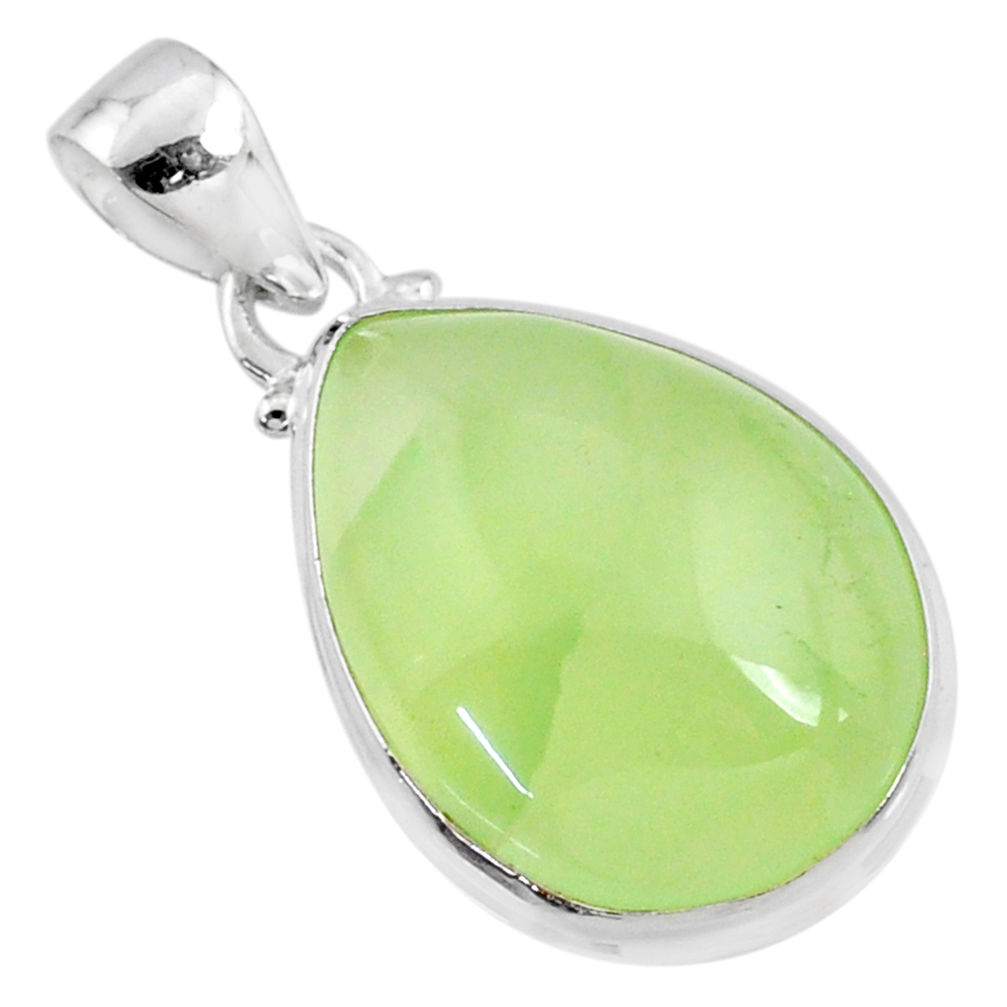 19.12cts natural green prehnite 925 sterling silver pendant jewelry r70370