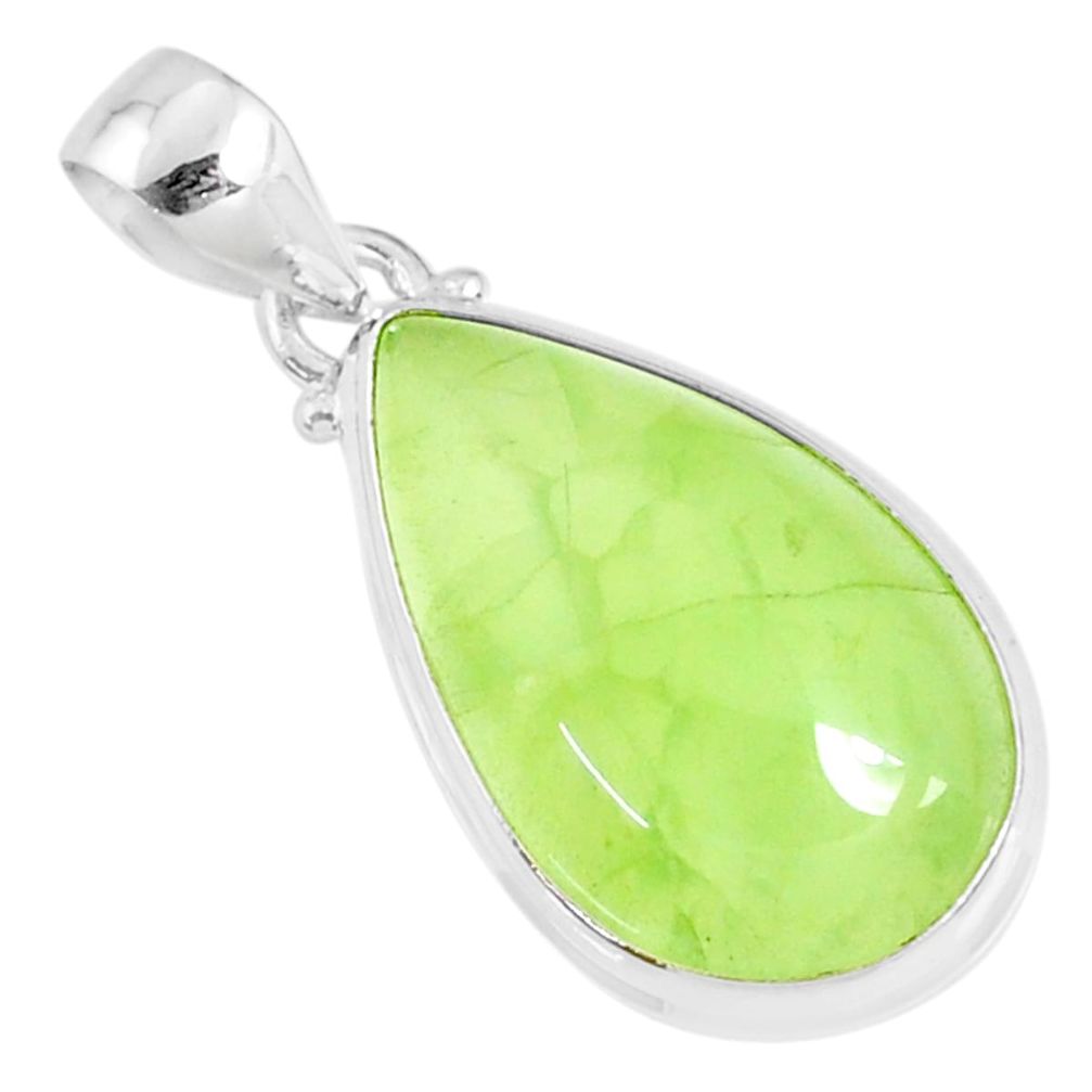 20.88cts natural green prehnite 925 sterling silver pendant jewelry r70382