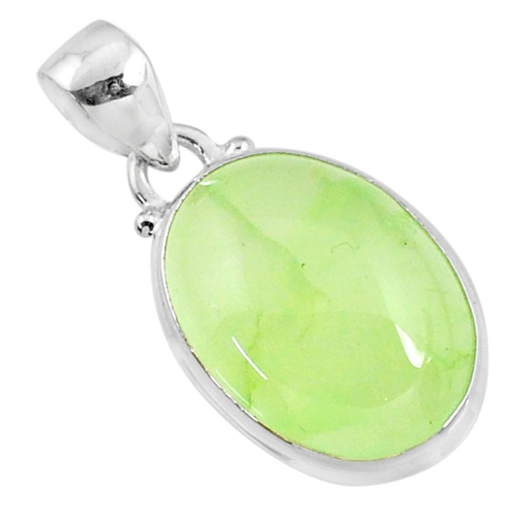 15.10cts natural green prehnite 925 sterling silver pendant jewelry r70385