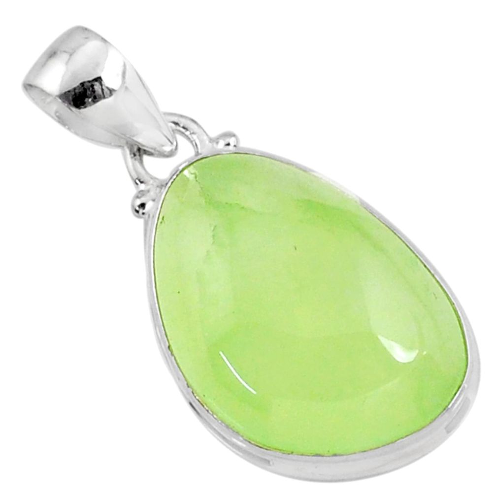 17.57cts natural green prehnite 925 sterling silver pendant jewelry r70386