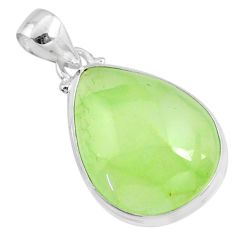 17.57cts natural green prehnite 925 sterling silver pendant jewelry r70397