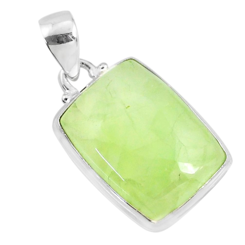 19.72cts natural green prehnite 925 sterling silver pendant jewelry r70400