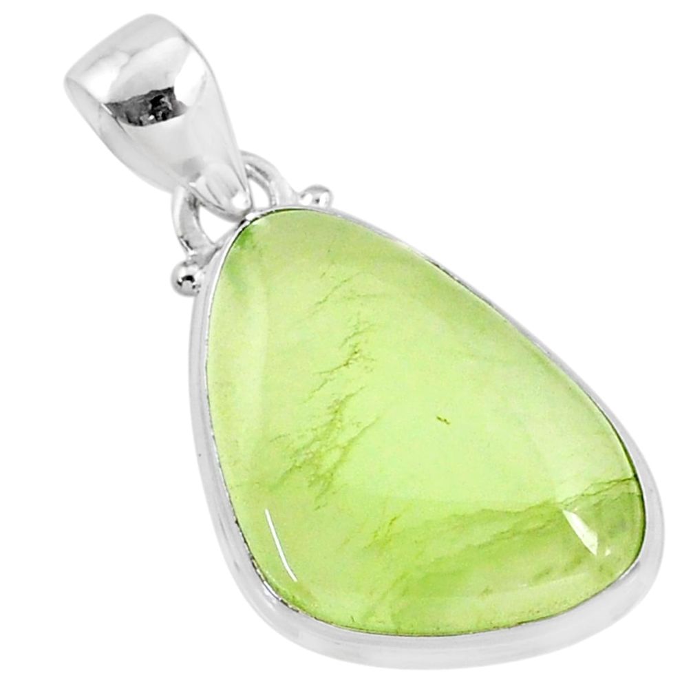 15.65cts natural green prehnite 925 sterling silver pendant jewelry r70409