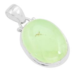 15.60cts natural green prehnite 925 sterling silver pendant jewelry u93629