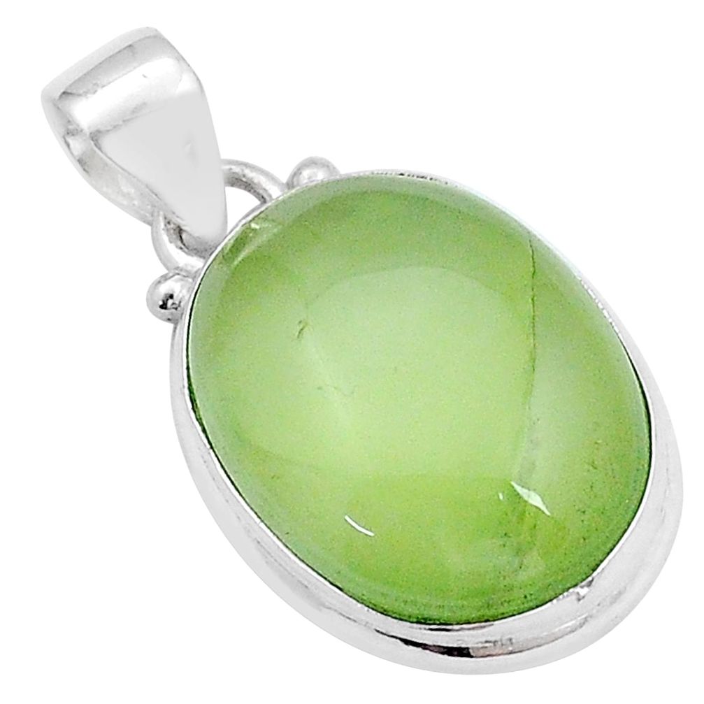 15.65cts natural green prehnite 925 sterling silver pendant jewelry u96728