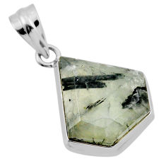15.47cts natural green prehnite fancy 925 sterling silver pendant jewelry n36561