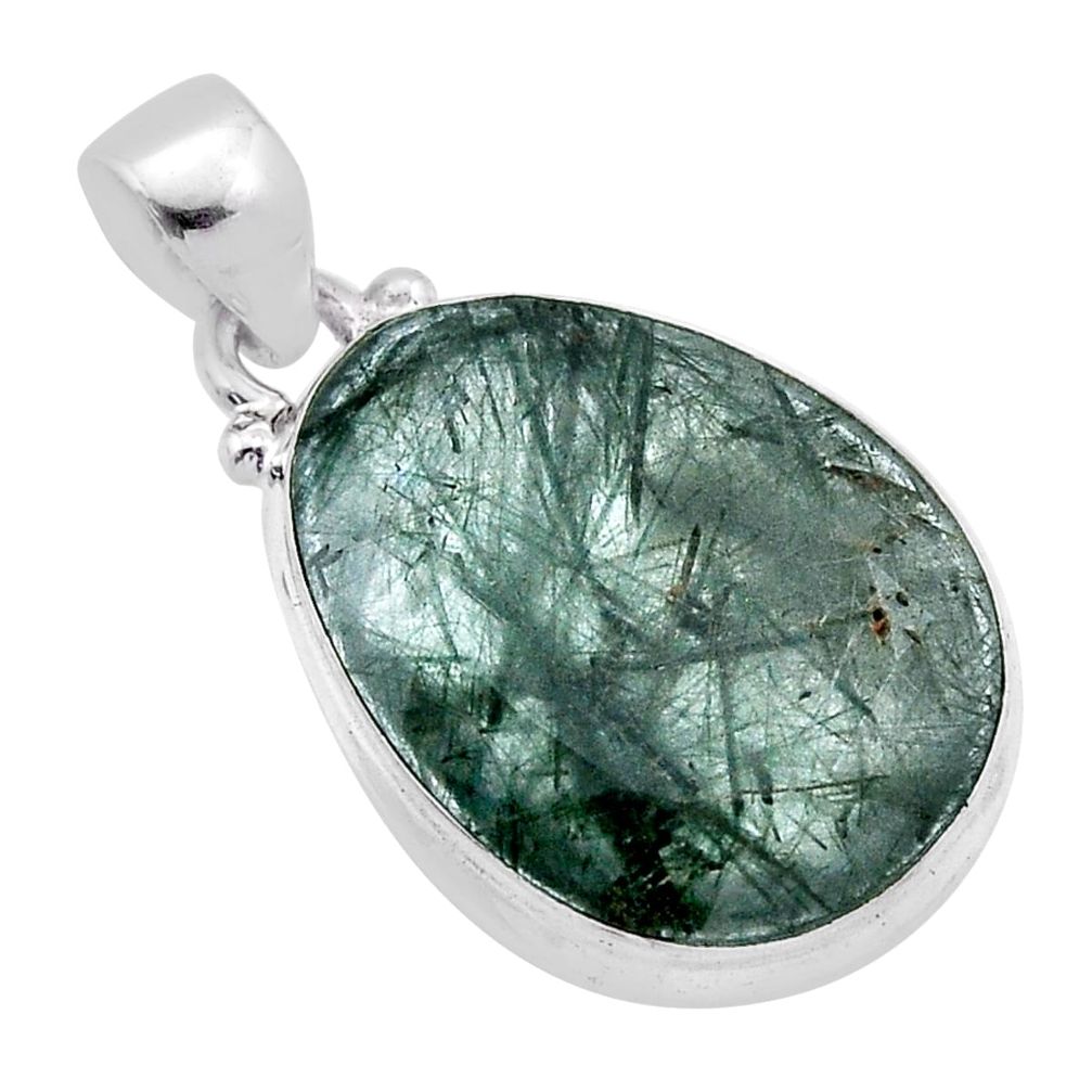 11.69cts natural green prehnite fancy 925 sterling silver pendant jewelry n44305
