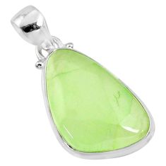 14.68cts natural green prehnite fancy 925 sterling silver pendant jewelry r70399