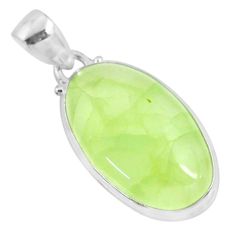 20.88cts natural green prehnite oval 925 sterling silver pendant jewelry r70401
