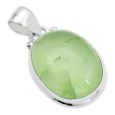 15.02cts natural green prehnite oval 925 sterling silver pendant jewelry u96736