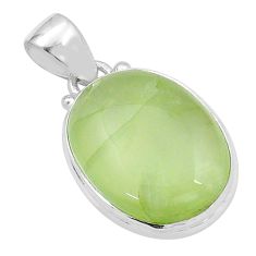14.54cts natural green prehnite oval 925 sterling silver pendant jewelry u96993