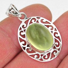 6.58cts natural green prehnite oval 925 sterling silver pendant jewelry y19574