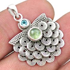 1.26cts natural green prehnite topaz 925 sterling silver pendant jewelry u34771