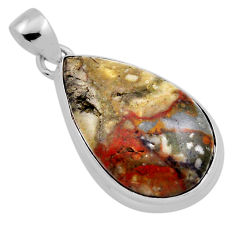 17.33cts natural green rainforest rhyolite jasper pear 925 silver pendant n35068