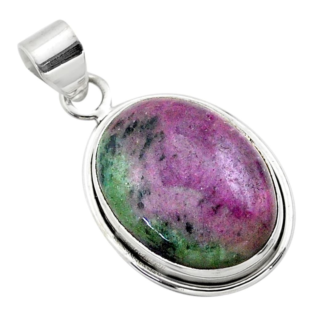 22.02cts natural green ruby zoisite 925 sterling silver pendant jewelry t44750