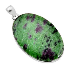 32.17cts natural green ruby zoisite 925 sterling silver pendant jewelry y77507