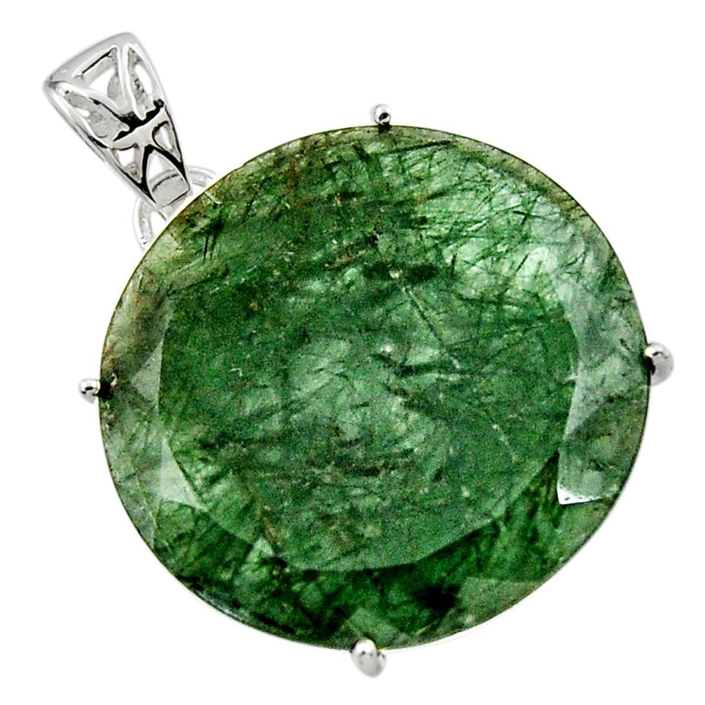 22.30cts natural green rutile 925 sterling silver pendant jewelry r48793