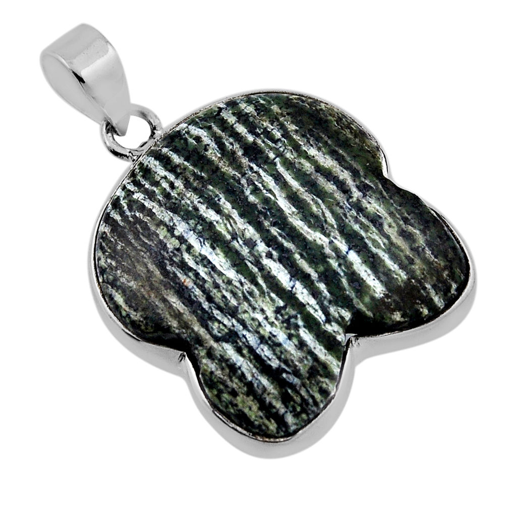 26.16cts natural green seraphinite (russian) 925 sterling silver pendant n32074