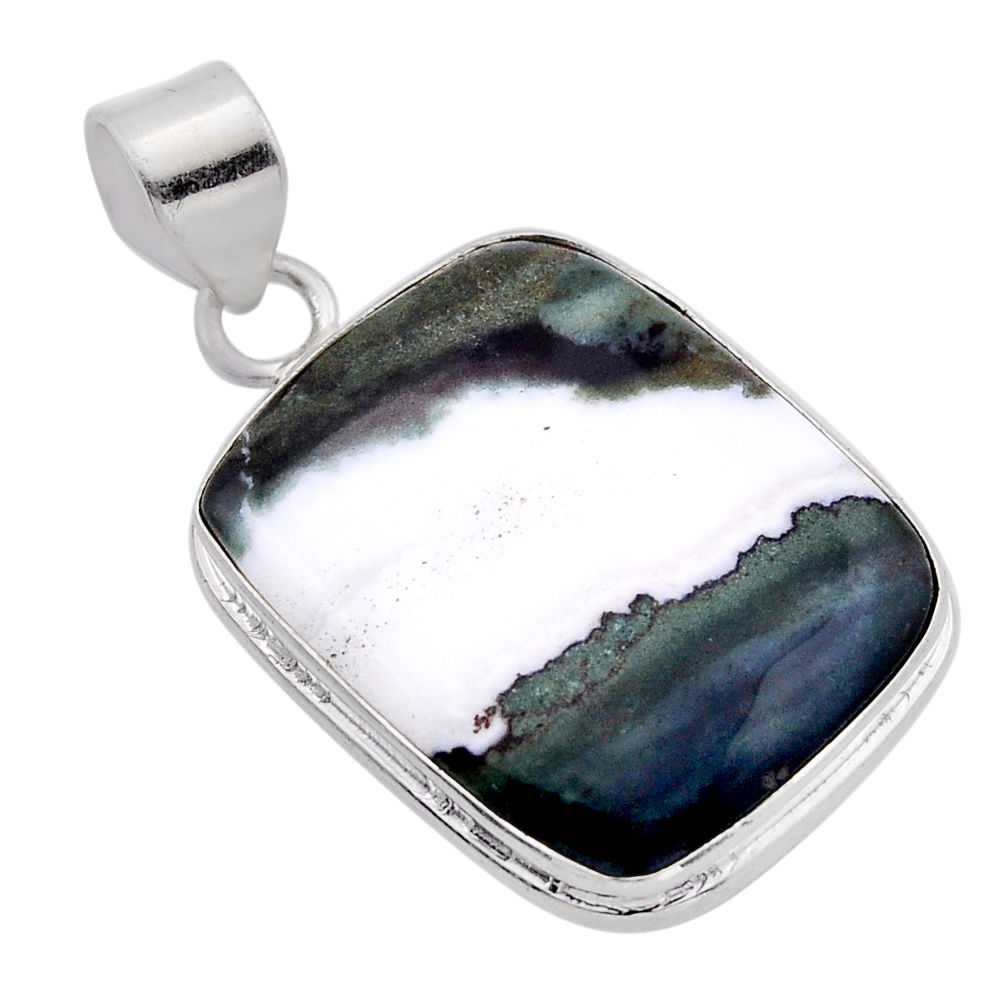 27.24cts natural green seraphinite (russian) 925 sterling silver pendant n51507