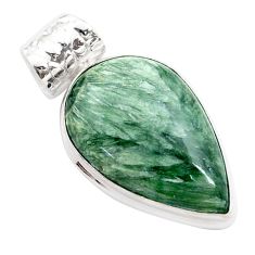 18.70cts natural green seraphinite (russian) 925 sterling silver pendant t77562