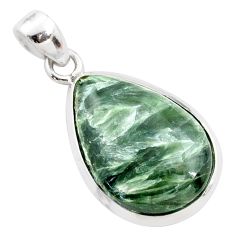 15.08cts natural green seraphinite (russian) 925 sterling silver pendant t77573