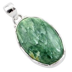 19.60cts natural green seraphinite (russian) 925 sterling silver pendant t77577