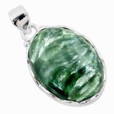 17.57cts natural green seraphinite (russian) 925 sterling silver pendant t77658