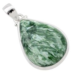 16.85cts natural green seraphinite (russian) 925 sterling silver pendant t78625