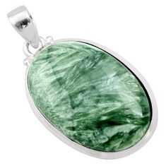 20.46cts natural green seraphinite (russian) 925 sterling silver pendant t78630