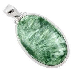 16.88cts natural green seraphinite (russian) 925 sterling silver pendant t78633
