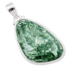 20.51cts natural green seraphinite (russian) 925 sterling silver pendant t78642