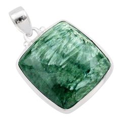 20.51cts natural green seraphinite (russian) 925 sterling silver pendant t78653
