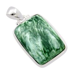 20.46cts natural green seraphinite (russian) 925 sterling silver pendant t78659