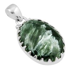14.14cts natural green seraphinite (russian) 925 sterling silver pendant y46221